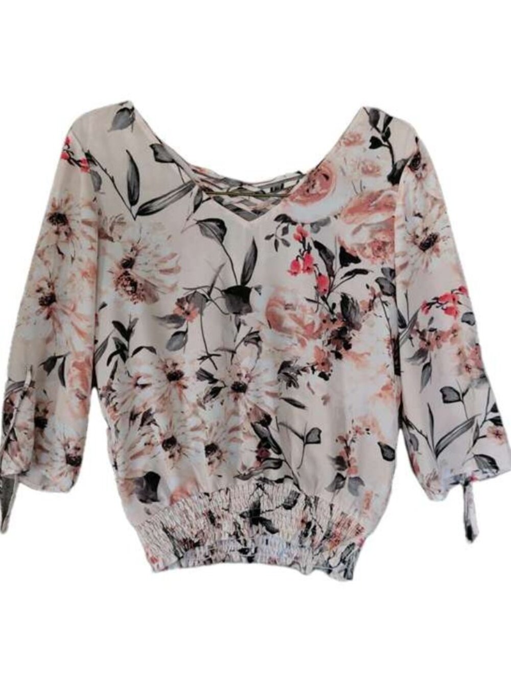 Floral Smocked Waist Blouse